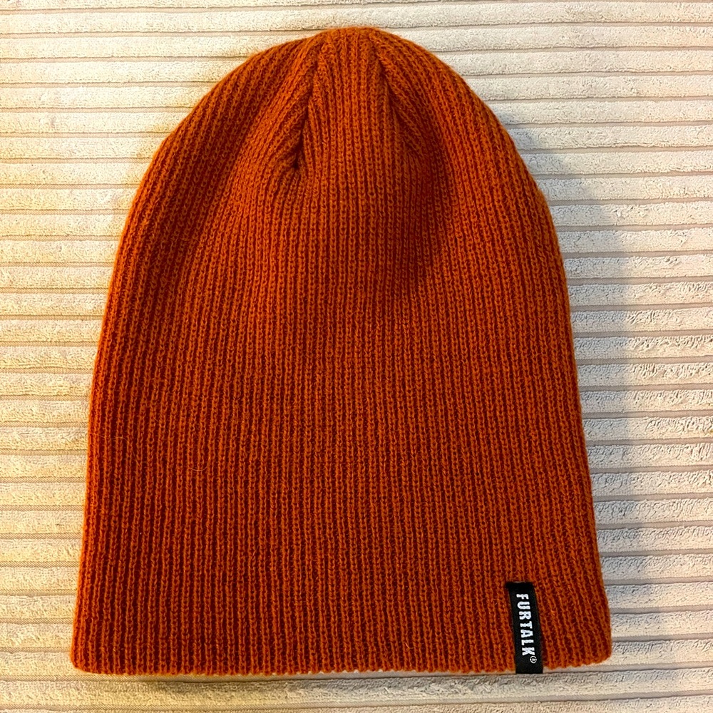Rust Red Orange Brown Cozy Knit Beanie Hat